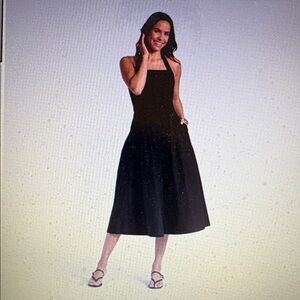 A Nee Day - Women’s Black Midi Halter Dress - Size XL